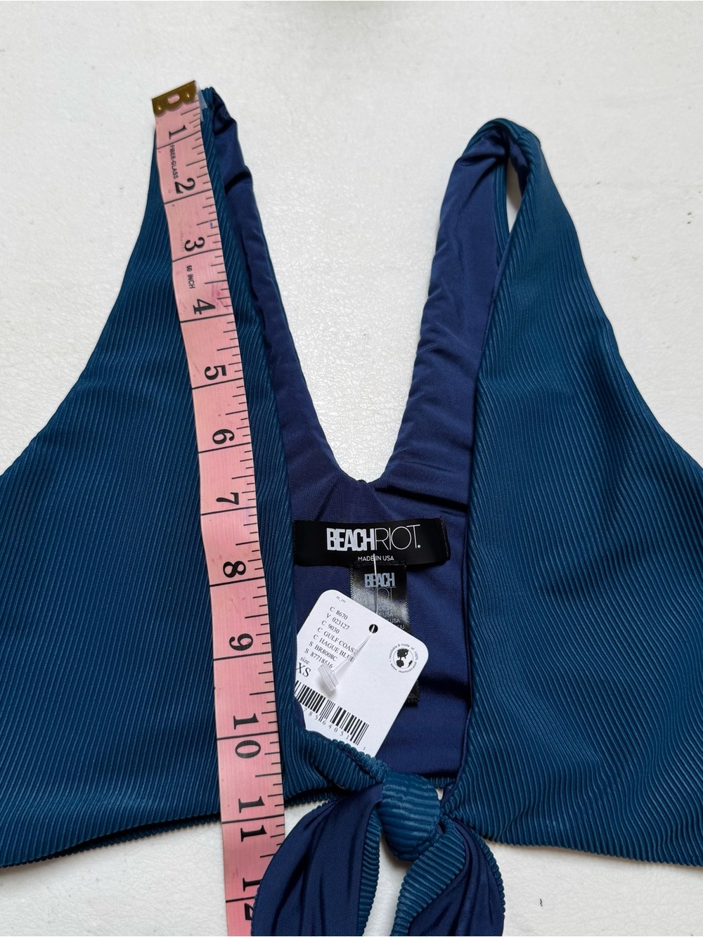 Beach Riot Dallas Tie Front Bikini Set Hague Blue Ribbed - Picture 9 of 11
